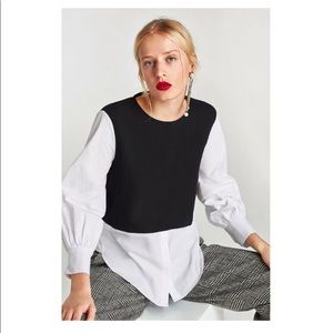 Zara Contrast Poplin Top